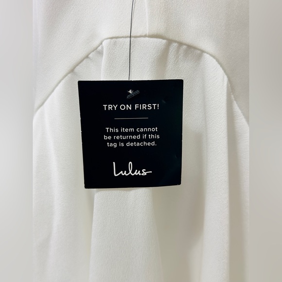 Lulu’s - Song of Celebration White Ruffle V Back, Skater Mini Dress Small - Picture 10 of 14